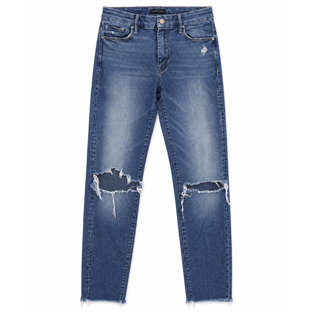Mother Distressed Skinny Jeans Blue Stretch Denim Womens 26 (26x26)